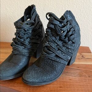 Free People Black Textured Ankle Boots